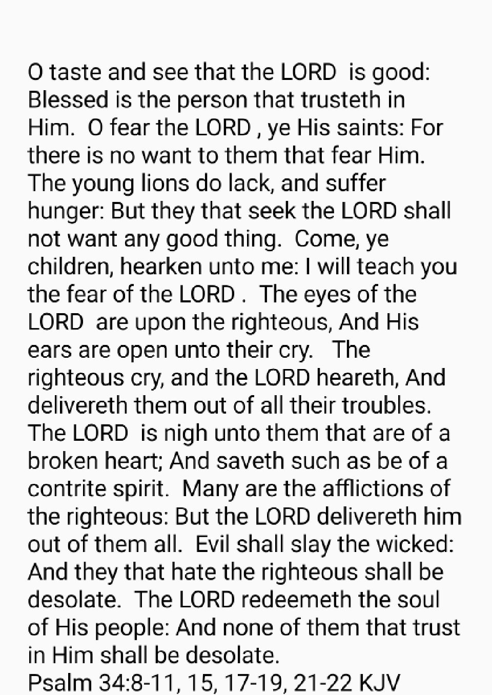 Spiritual Review on Psalm 34:8-11,15,17-19,21-22