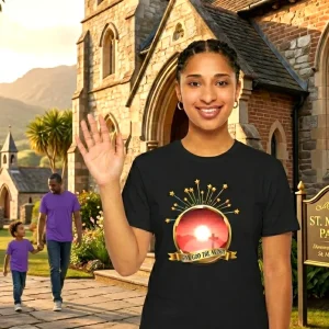 Give God the Glory Classy Unisex Tee. Colors: Black & Green. Sizes: M - XXL