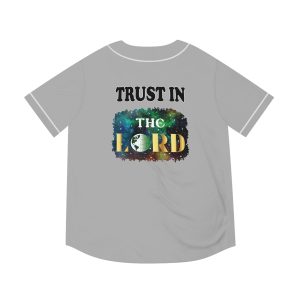 Trust in the Lord Baseball Jersey – Premium Faith-Based Activewear – High-Quality Grey Button-Down