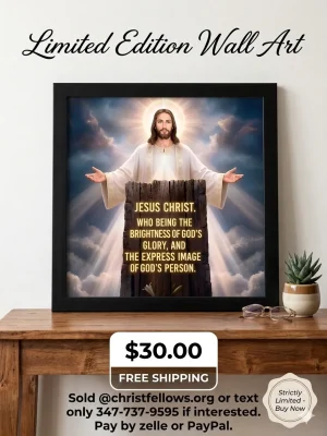 Christfellows framed print: size - 11"x11", color of frame-black. "The brightness of God's Glory." Where divinity meets the eye, rendered in timeless detail to humanity.