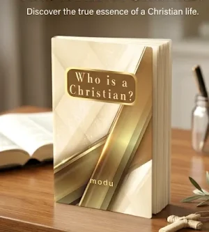 Front cover of the 2022 Christian paperback book, Who is a Christian? by Modu. A 310-page profound look into the hunger for a true Christian reality and devotion. ISBN: 978-0979185083